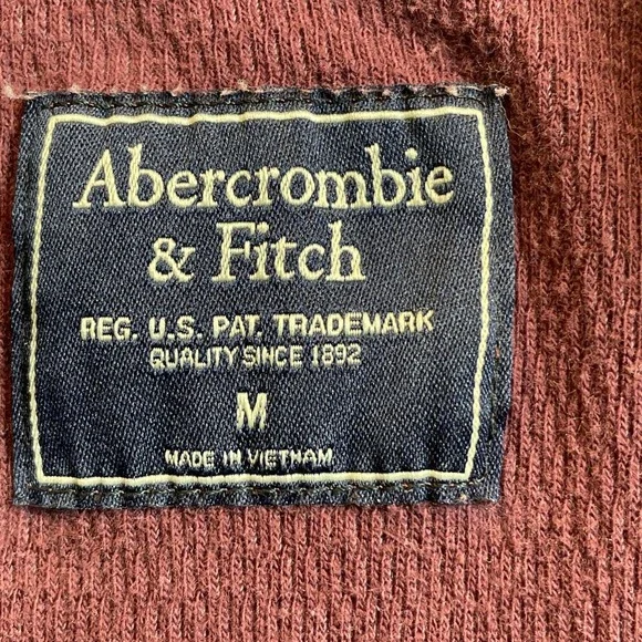 Abercrombie & Fitch Shirt Mens Medium Red Waffle Knit Thermal Henley Comfy Casua - Picture 4 of 11